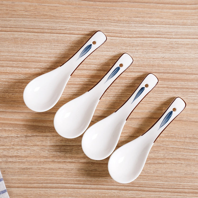 Set Of 4 Teardrop Soup Bowls With Spoon 350ml