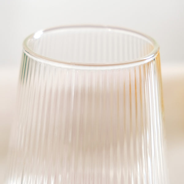 Set Of 4 Ribbed Glass 500ml