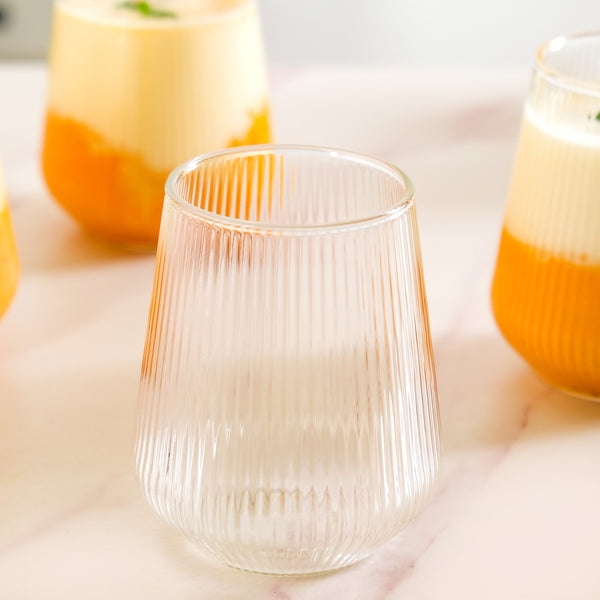 Set Of 4 Ribbed Glass 500ml