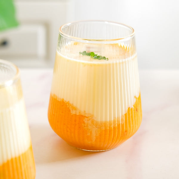 Set Of 4 Ribbed Glass 500ml