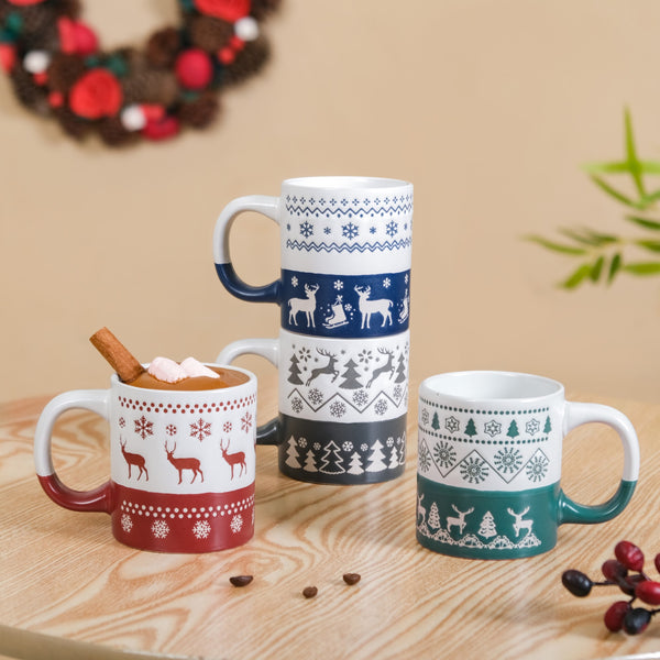 Set Of 4 Winter Wonderland Ceramic Coffee Mug 250ml