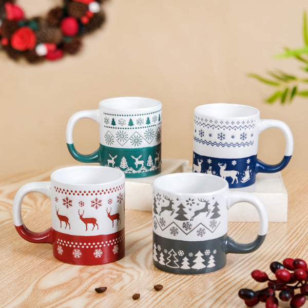 Set Of 4 Winter Wonderland Ceramic Coffee Mug 250ml