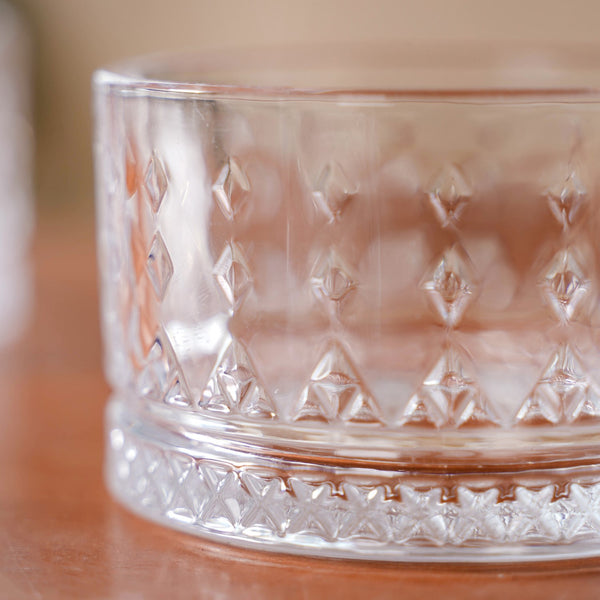 Set Of 6 Diamond Embossed Glass Snack Bowls 220ml