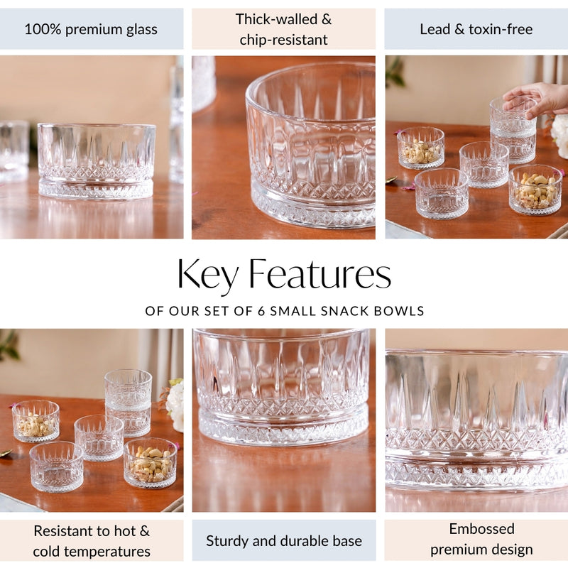 Set Of 6 Small Snack Bowls 220ml