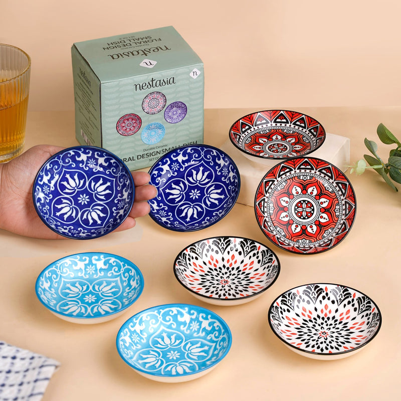 Set Of 8 Floral Mandala Dip Bowls 70ml