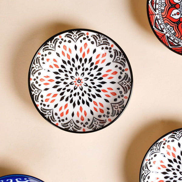 Set Of 8 Floral Mandala Small Ceramic Bowls 70ml