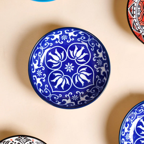 Set Of 8 Floral Mandala Small Ceramic Bowls 70ml