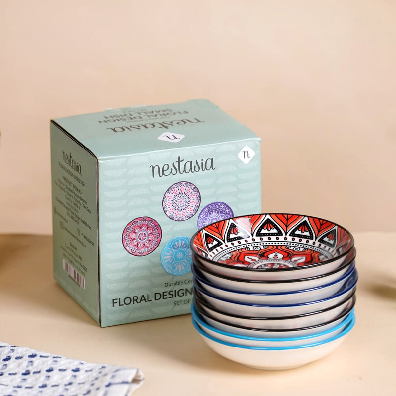 Set Of 8 Floral Mandala Dip Bowls 70ml