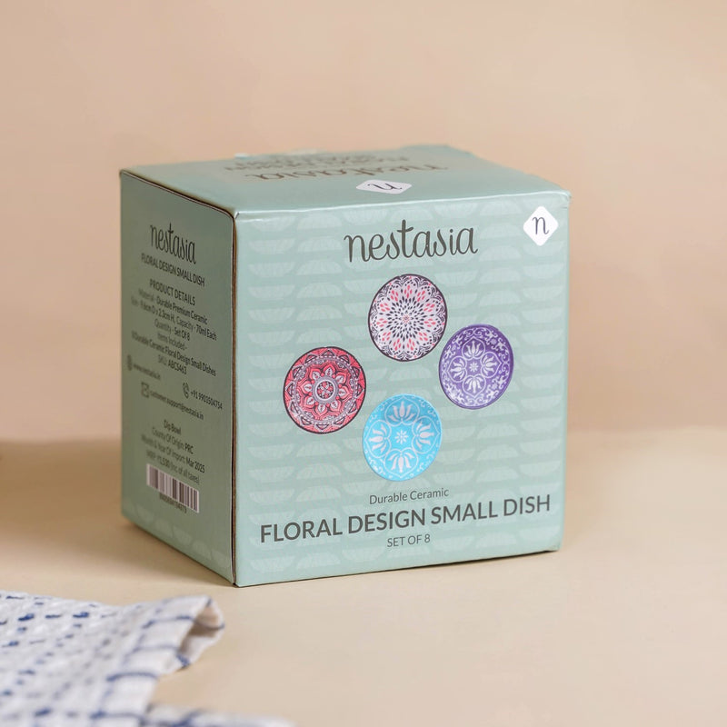 Set Of 8 Floral Mandala Dip Bowls 70ml