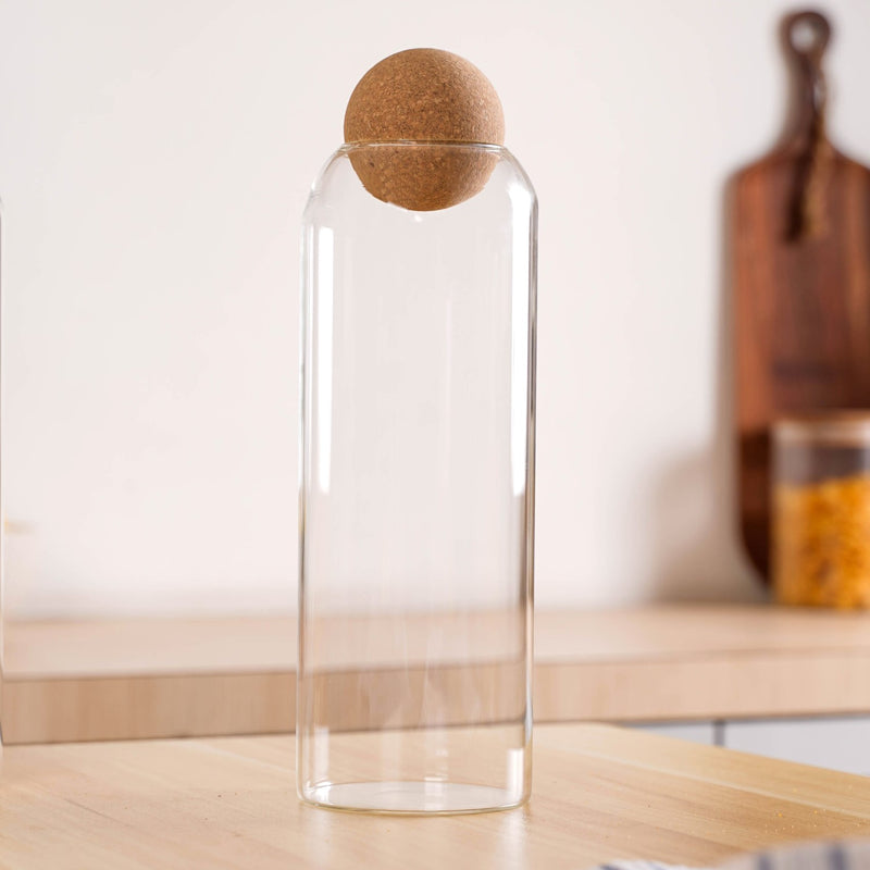 Set of 2 Slim Glass Jars with Cork Lids 1300ml