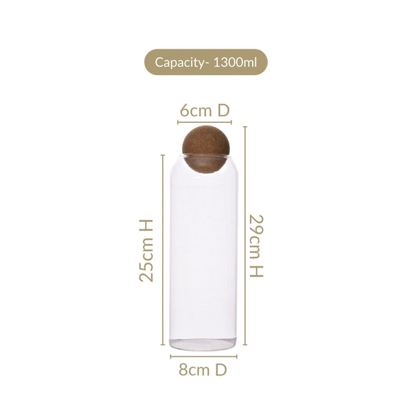 Storage Glass Jars with Cork Ball Lids Set of 2 1300ml