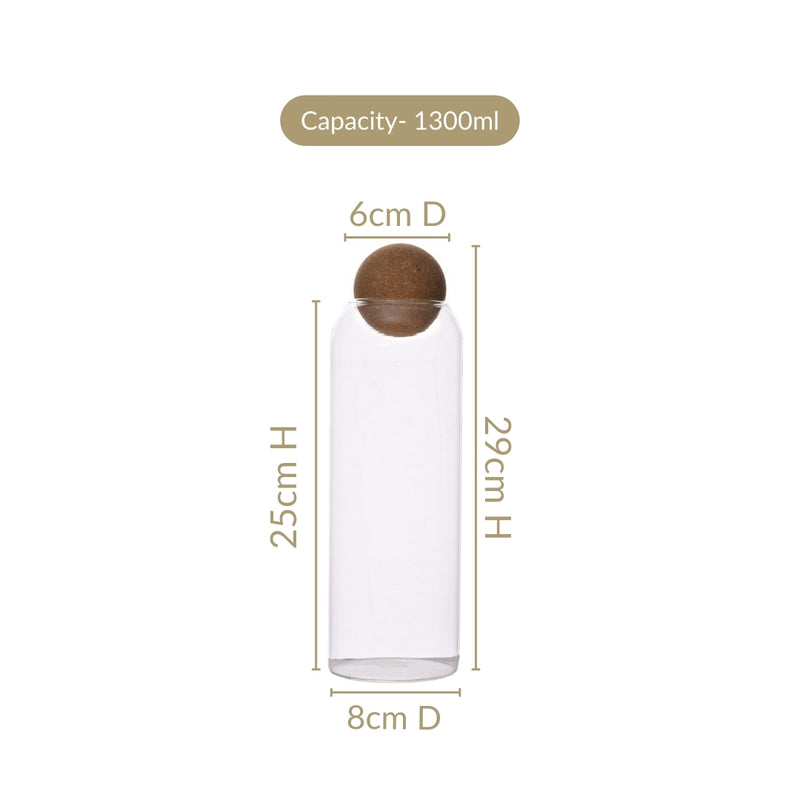 Set of 2 Slim Glass Jars with Cork Lids 1300ml