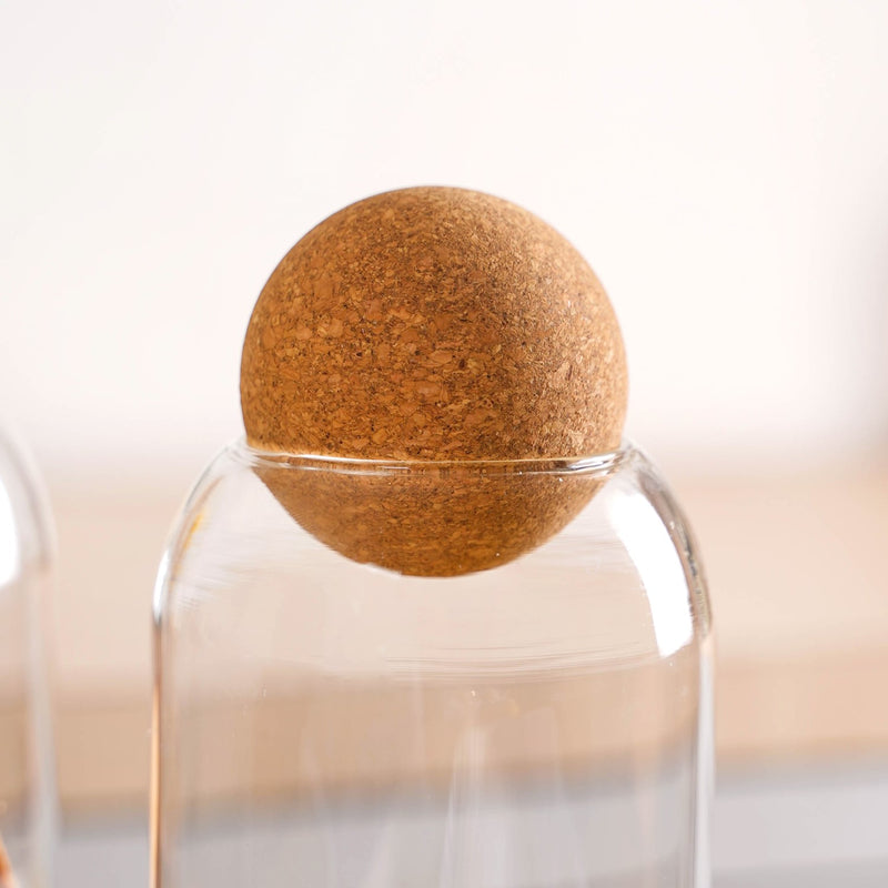 Set Of 2 Cork Ball Glass Jars 750ml
