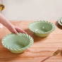 Green Scallop Luxury Serving Bowls Set Of 2 1000ml - Serving bowls, ceramic serving bowls, serving bowls set, large bowls, green bowls