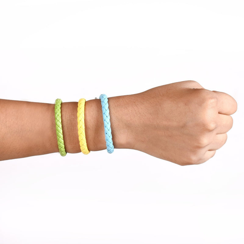 Set Of 3 Faux Leather Solid Bracelet