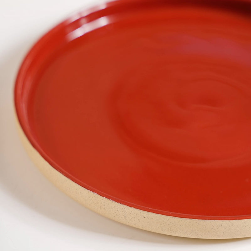 Set Of 4 Stoneware Snack Plates 8 Inch Amber Clay - Snack plates, small plates, ceramic snack plates, side plates, snack plates set