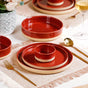 Amber Ceramic Clay Dinner Plates Set Of 4 9 Inch - Ceramic dinner plates, dinner plates set of 4, ceramic plates, red dinner plates