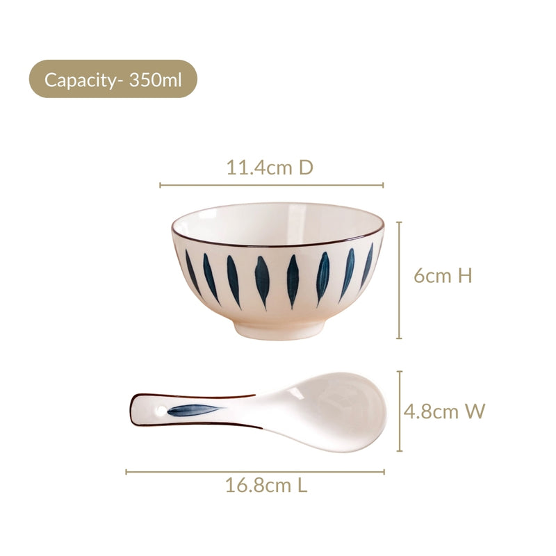 Set Of 4 Teardrop Soup Bowls With Spoon 350ml
