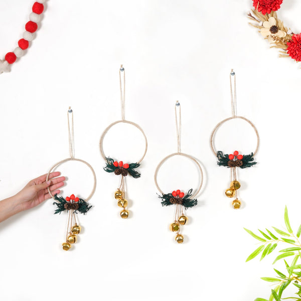 Set Of 4 Handcrafted Christmas Wreath Ornaments