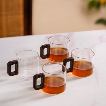 Set of 4 Scandinavian Glass Coffee Cups 200ml