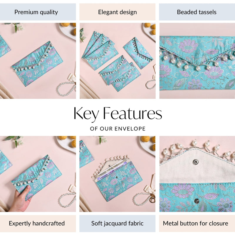Shagun Jacquard Fabric Set Of 6 Envelopes