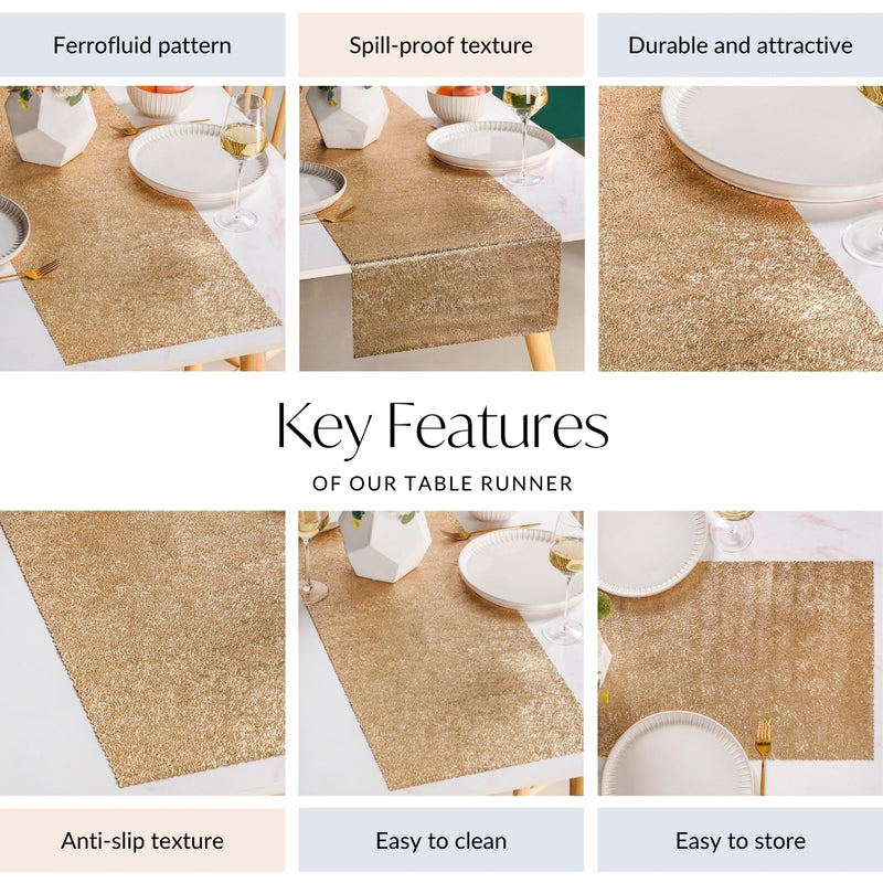 Sheer Gold Abstract Table Runner 72x15 Inch