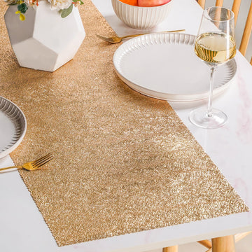 Sheer Gold Abstract Table Runner 72x15 Inch