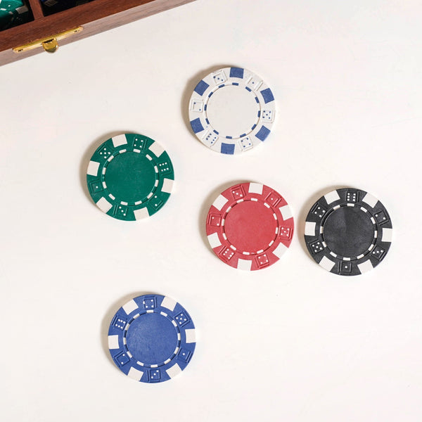 Wooden Box Poker Game Night Essentials Set