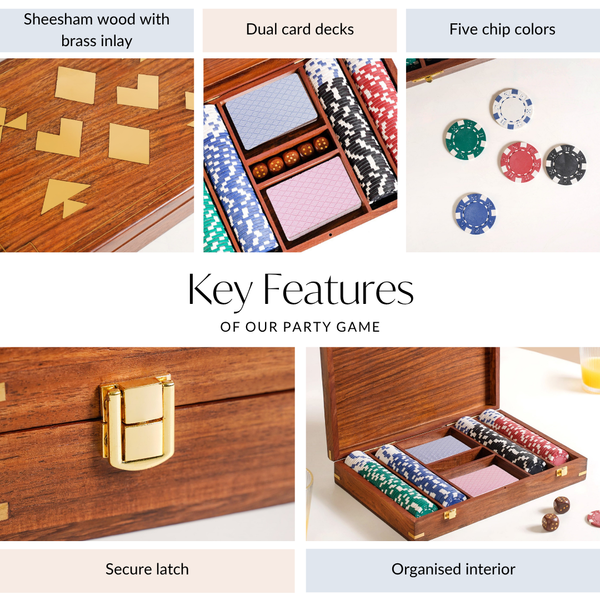 Wooden Box Poker Game Night Essentials Set