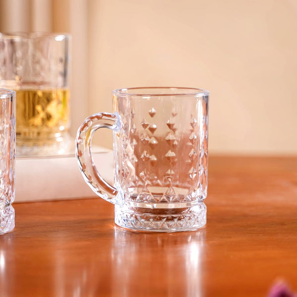 Diamond Embossed Glass Cup Set Of 6 220ml