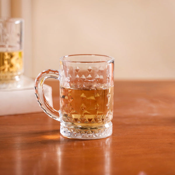 Diamond Embossed Glass Cup Set Of 6 220ml