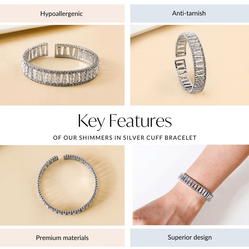 Shimmers In Silver Cuff Bracelet