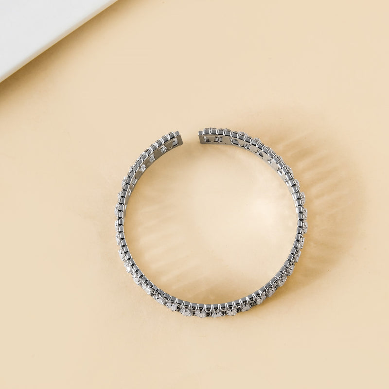 Shimmers In Silver Cuff Bracelet