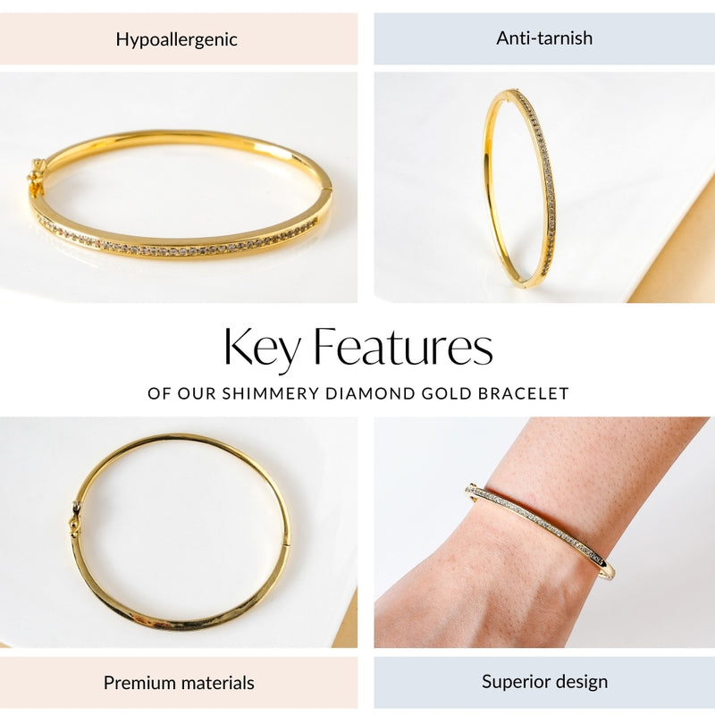 Shimmery Diamond Gold Bracelet