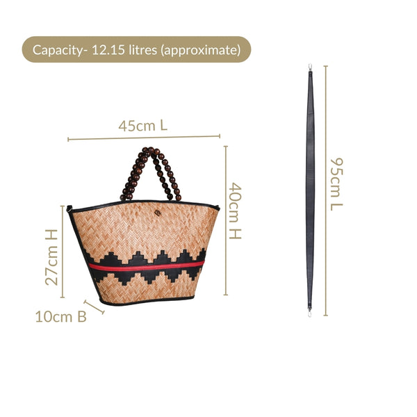 Shitalpati Bag With Beaded Handles