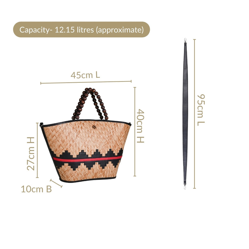 Shitalpati Bag With Beaded Handles
