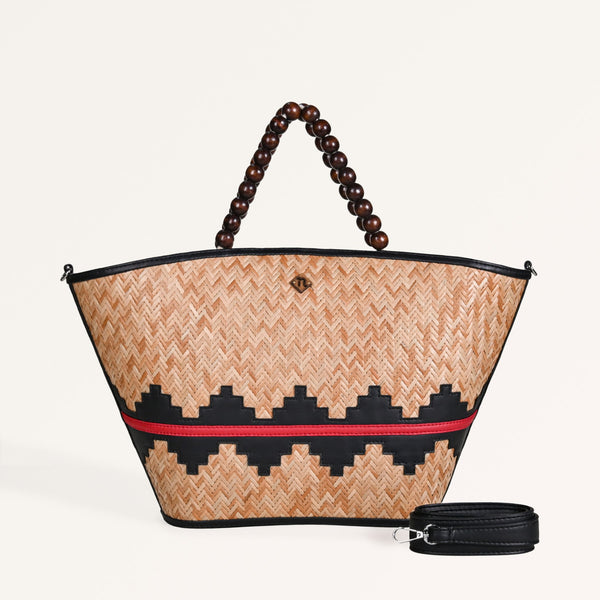 Shitalpati Bag With Beaded Handles