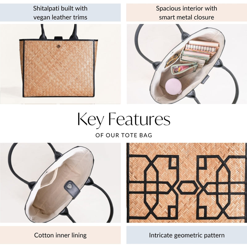 Shitalpati Black Carryall Tote Bag