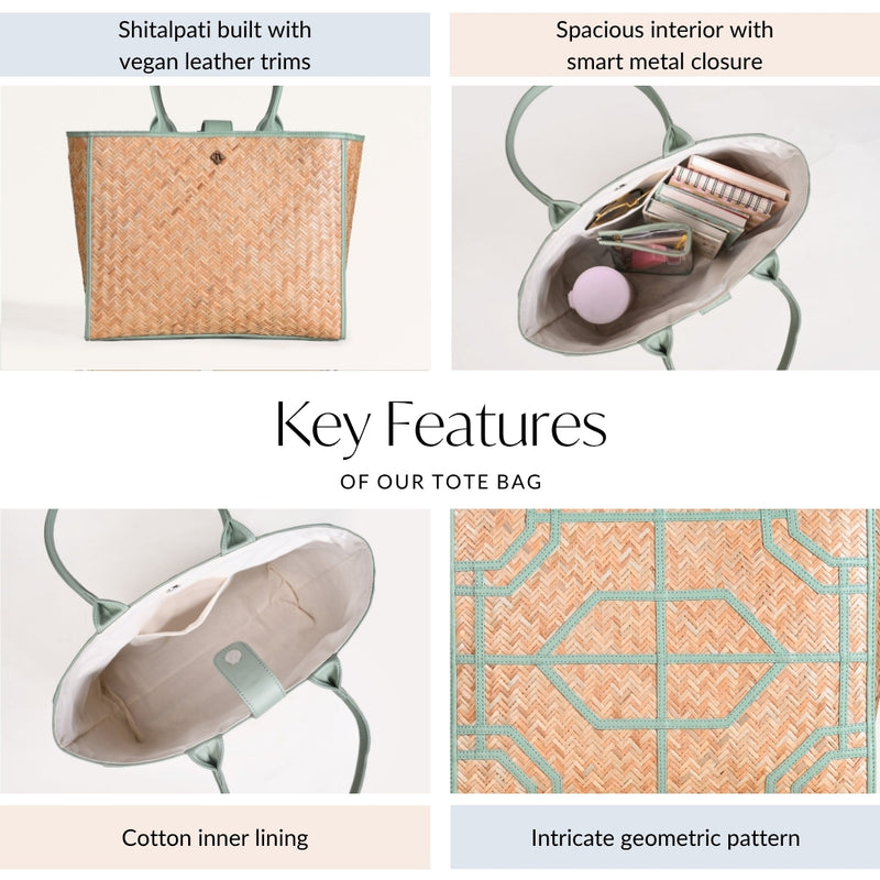 Shitalpati Mint Modern Tote Bag