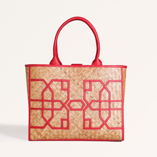 Shitalpati Ruby Red Weave Carryall Tote Bag