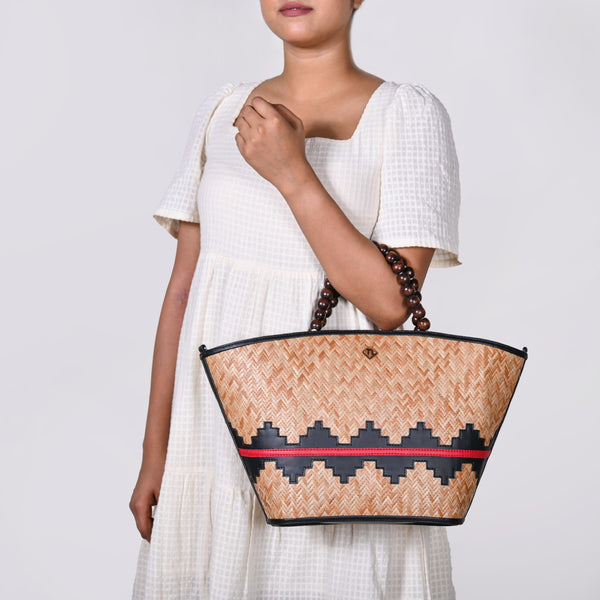Shitalpati Bag With Beaded Handles