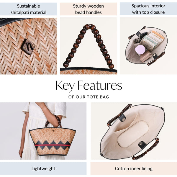 Shitalpati Bag With Beaded Handles