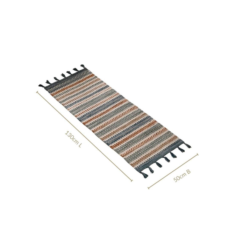 Shore Stripe Tassel Washable Floor Runner 130x50cm