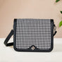 Houndstooth Shoulder Bag For Women Black