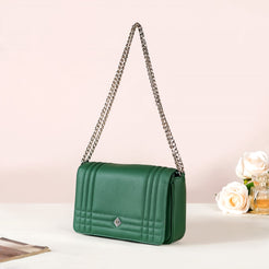 Cross Body Shoulder Bag With Chain Strap Green