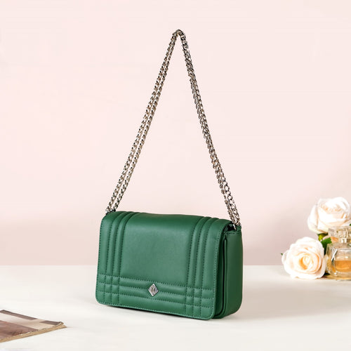 Cross Body Shoulder Bag With Chain Strap Green