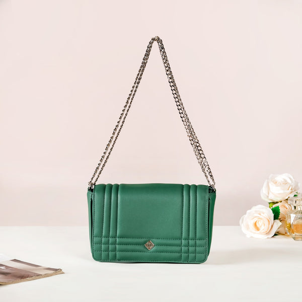 Cross Body Shoulder Bag With Chain Strap Green