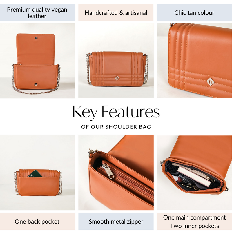 Classic Flap Shoulder Bag With Chain Brown