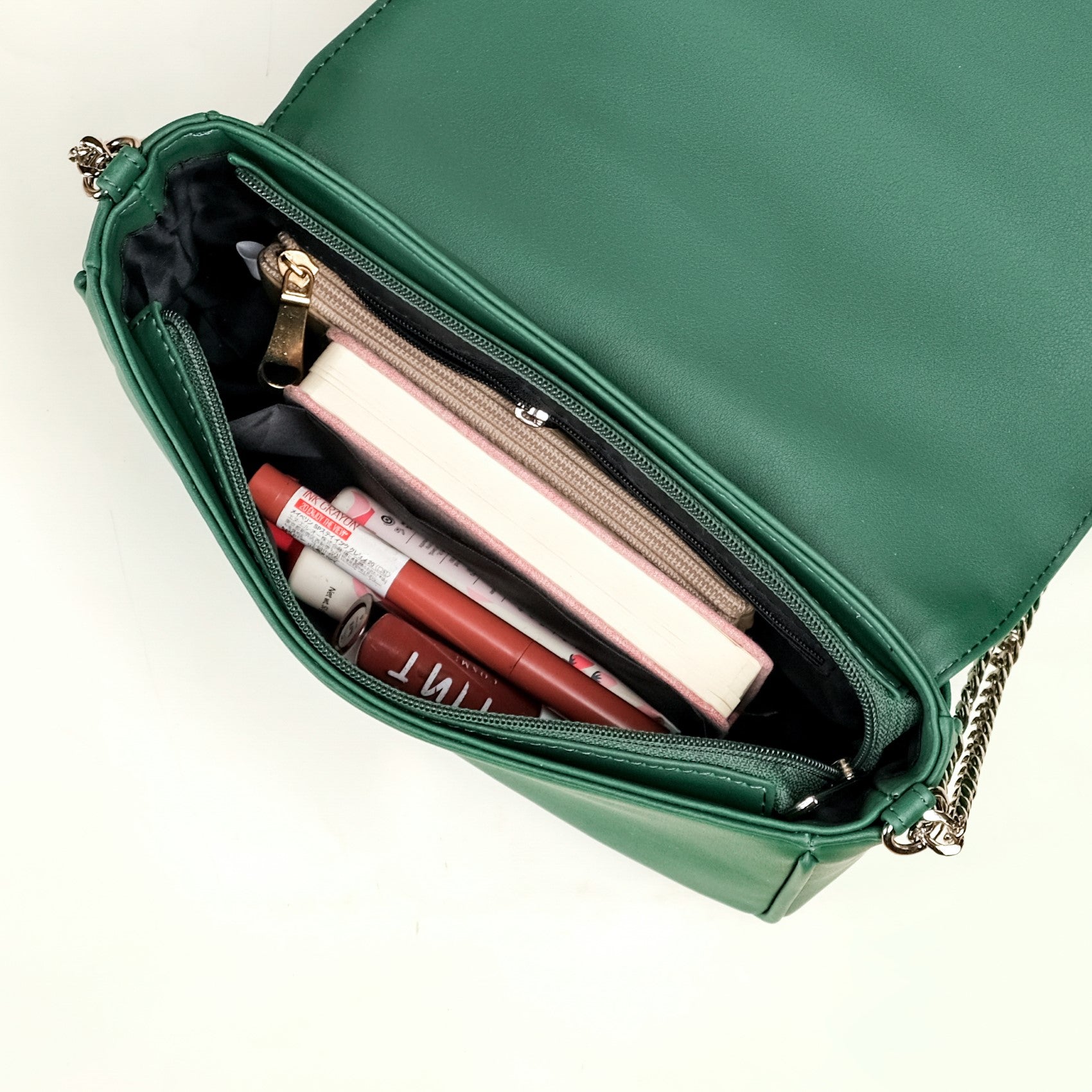 Cypress Green Cross Body Shoulder Bag With Chain Online - Premium