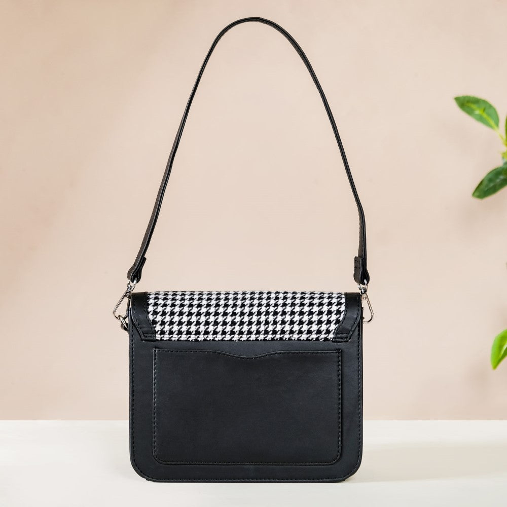 Go-To Shoulder Bag For Women Black Houndstooth Online - Premium